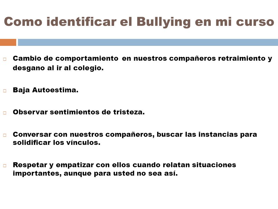 Como identificar el Bullying en mi curso