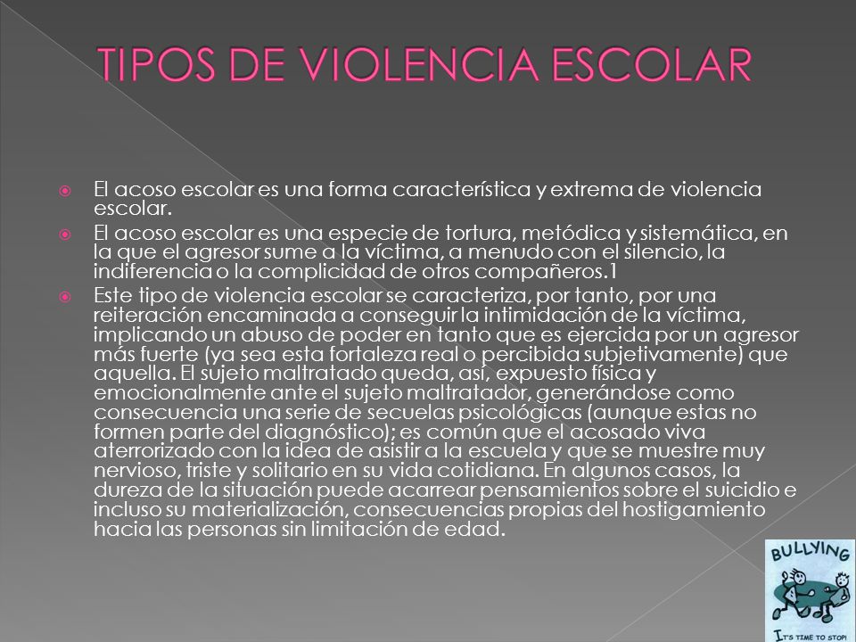 TIPOS DE VIOLENCIA ESCOLAR