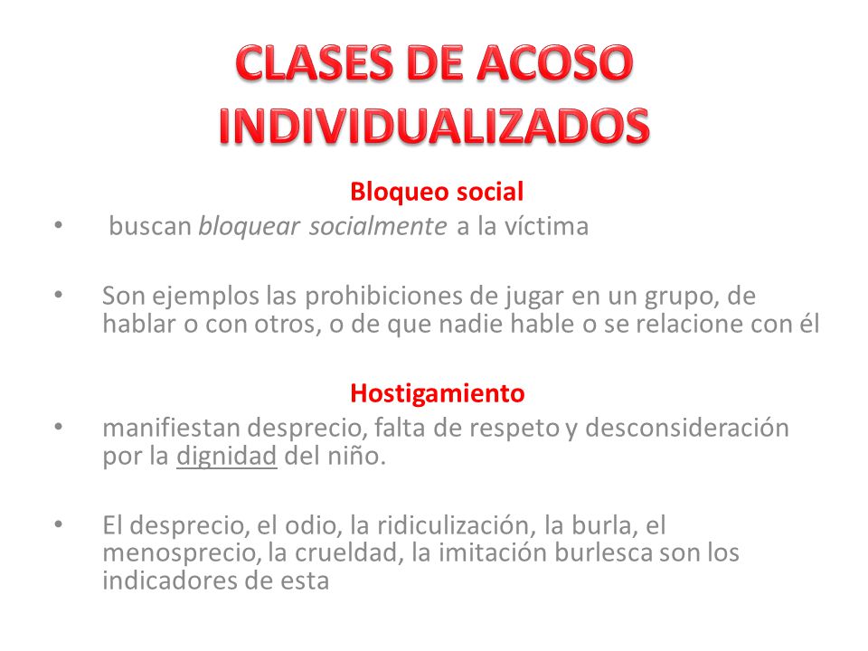 CLASES DE ACOSO INDIVIDUALIZADOS
