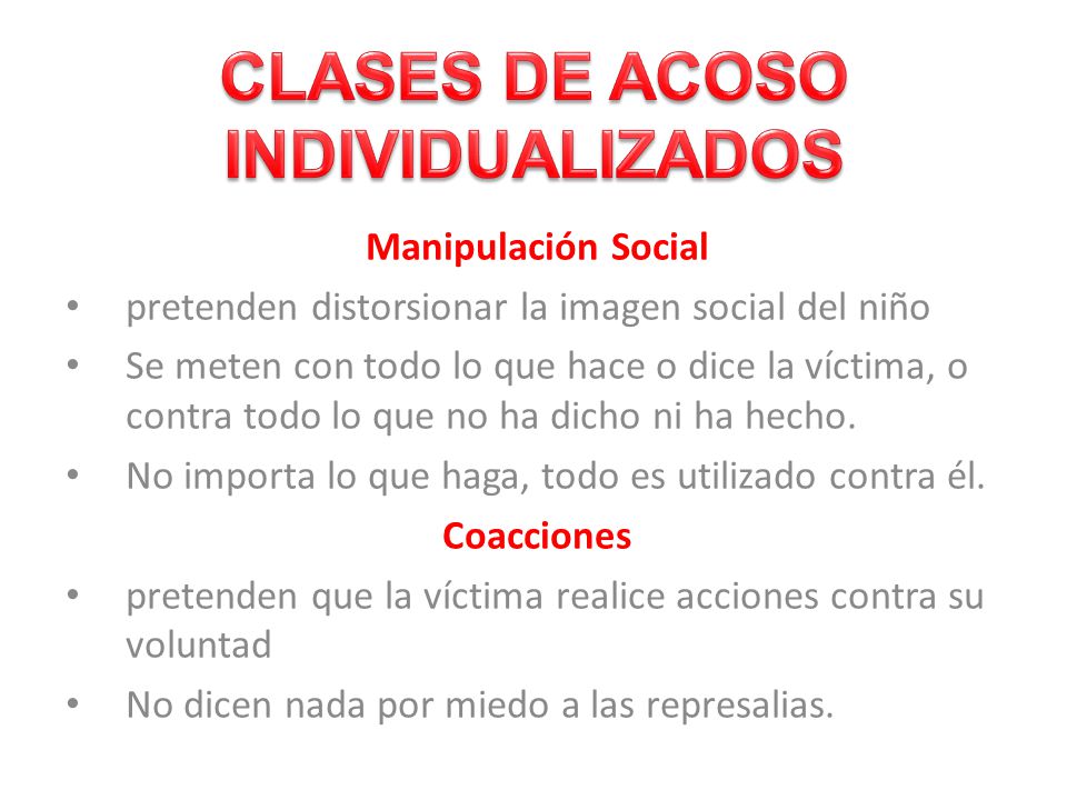 CLASES DE ACOSO INDIVIDUALIZADOS