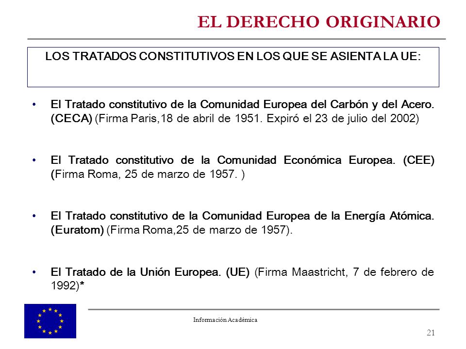 LOS TRATADOS CONSTITUTIVOS EN LOS QUE SE ASIENTA LA UE: