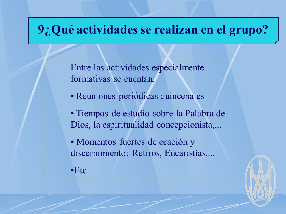 9¿Qué actividades se realizan en el grupo