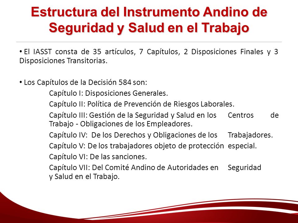 Estructura del Instrumento Andino de Seguridad y Salud en el Trabajo