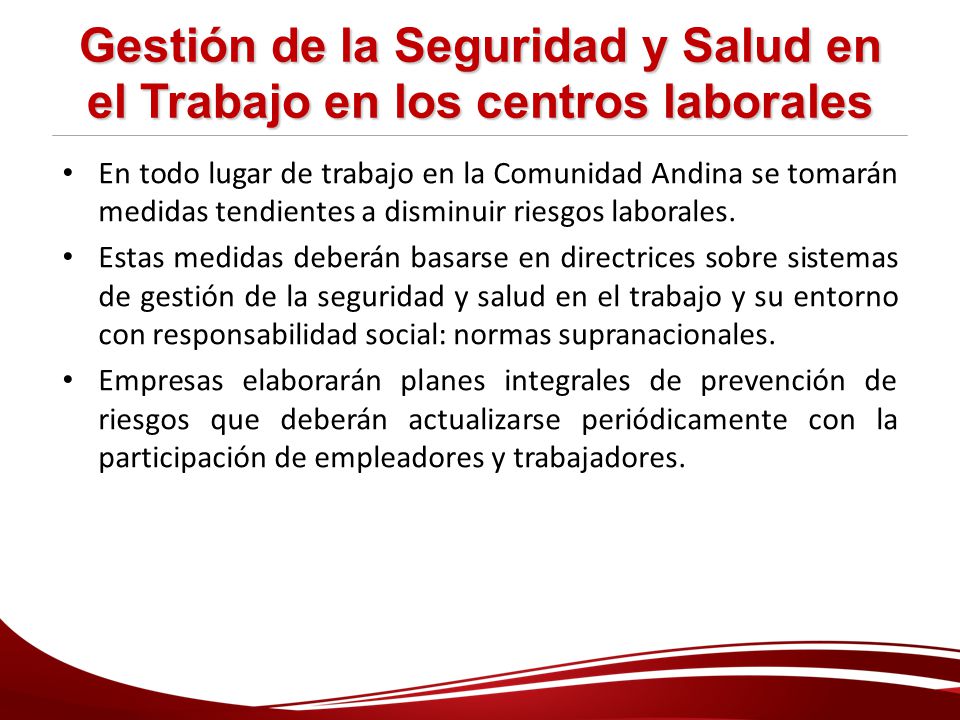 Gestión de la Seguridad y Salud en el Trabajo en los centros laborales