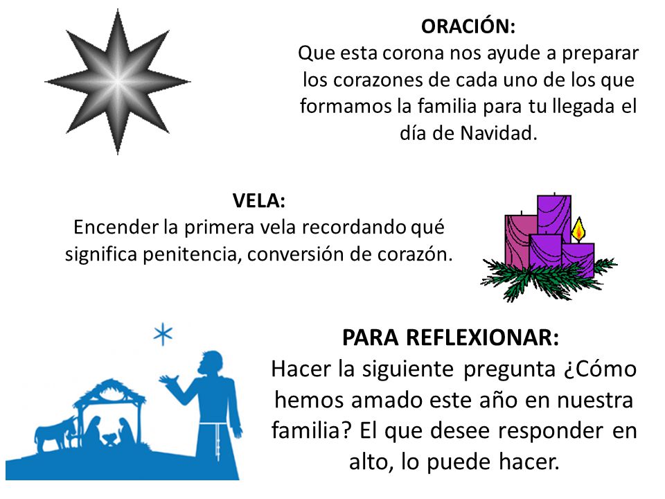 ORACIÓN: Que esta corona nos ayude a preparar los corazones de cada uno de los que formamos la familia para tu llegada el día de Navidad.