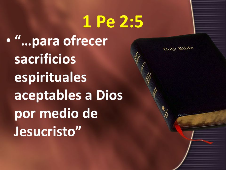 1 Pe 2:5 …para ofrecer sacrificios espirituales aceptables a Dios por medio de Jesucristo
