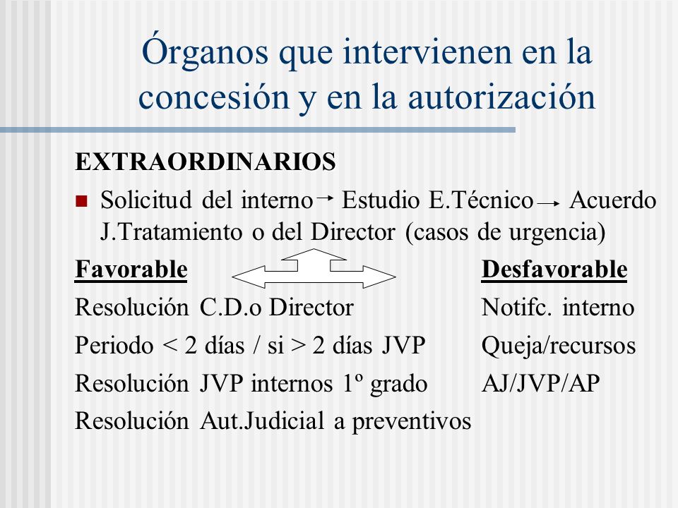 Órganos que intervienen en la concesión y en la autorización