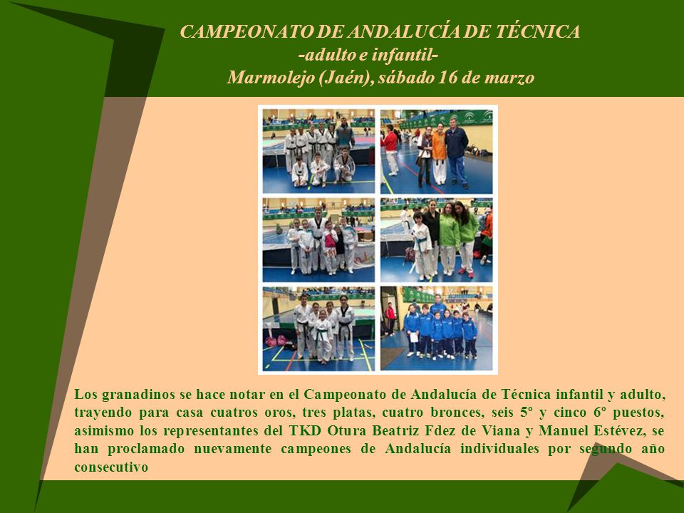 CAMPEONATO DE ANDALUCÍA DE TÉCNICA -adulto e infantil- Marmolejo (Jaén), sábado 16 de marzo