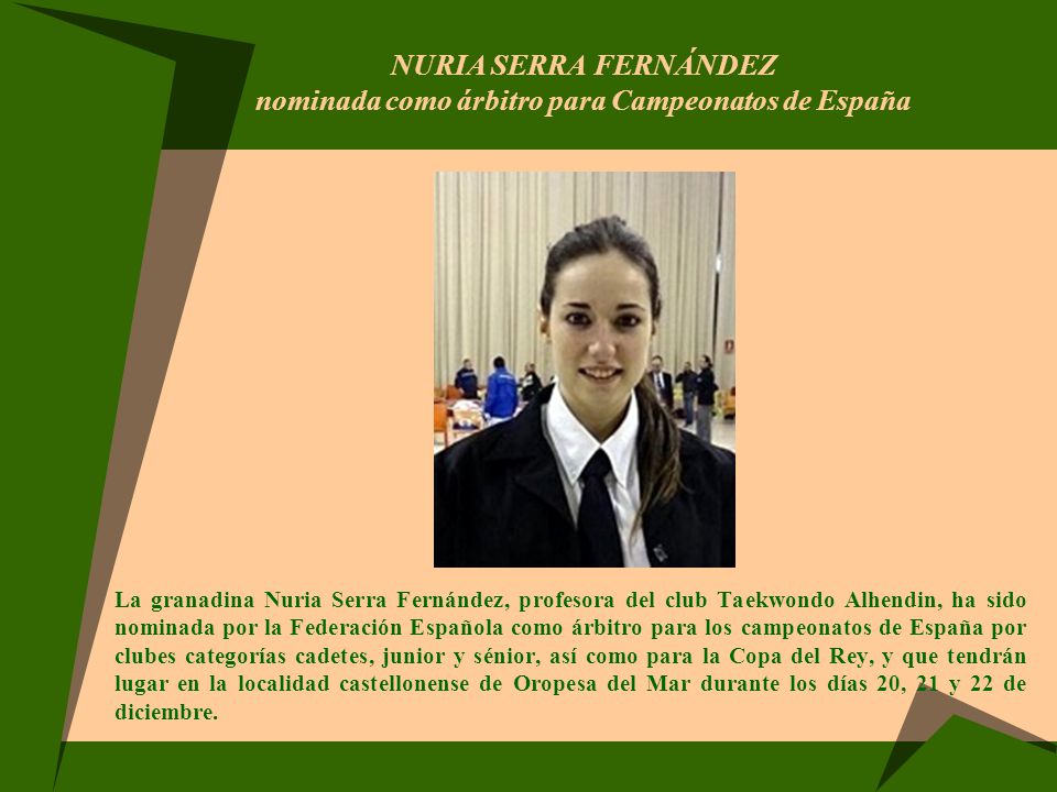 Nuria Serra Fernández nominada como árbitro para Campeonatos de España