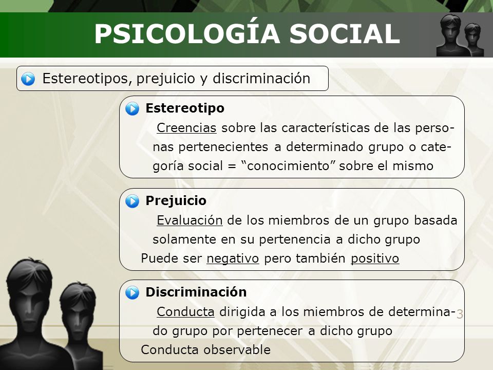 PSICOLOGÍA SOCIAL Estereotipos, prejuicio y discriminación Estereotipo