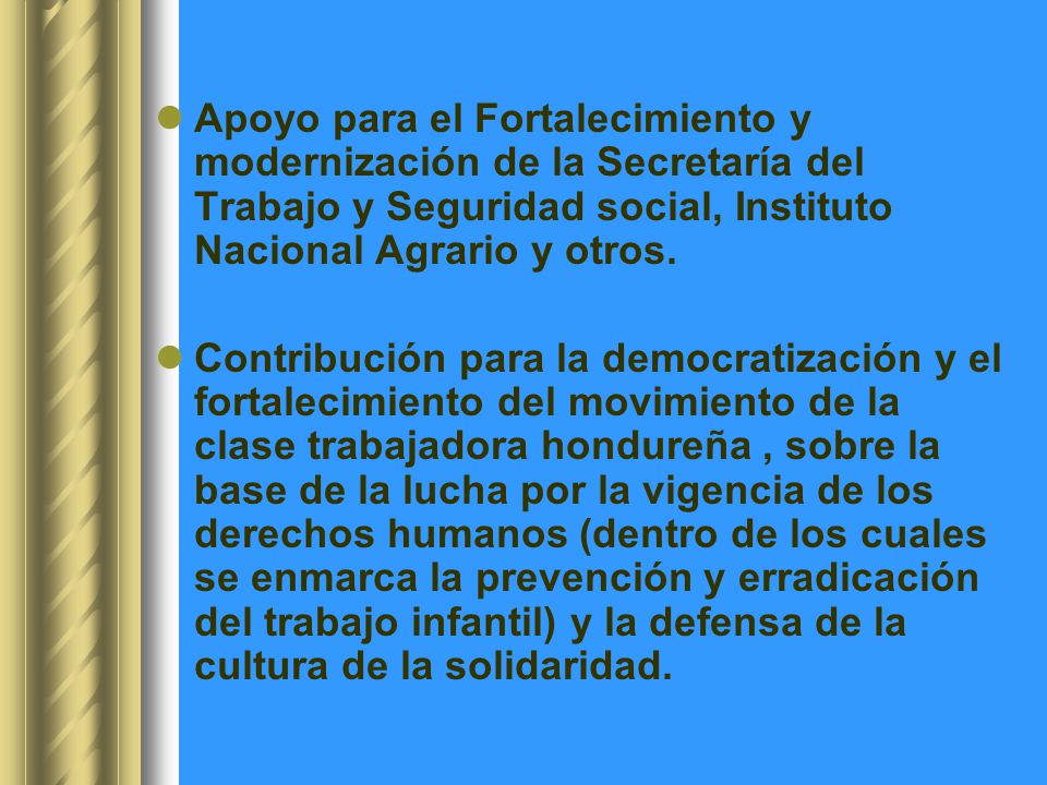 Apoyo para el Fortalecimiento y modernización de la Secretaría del Trabajo y Seguridad social, Instituto Nacional Agrario y otros.