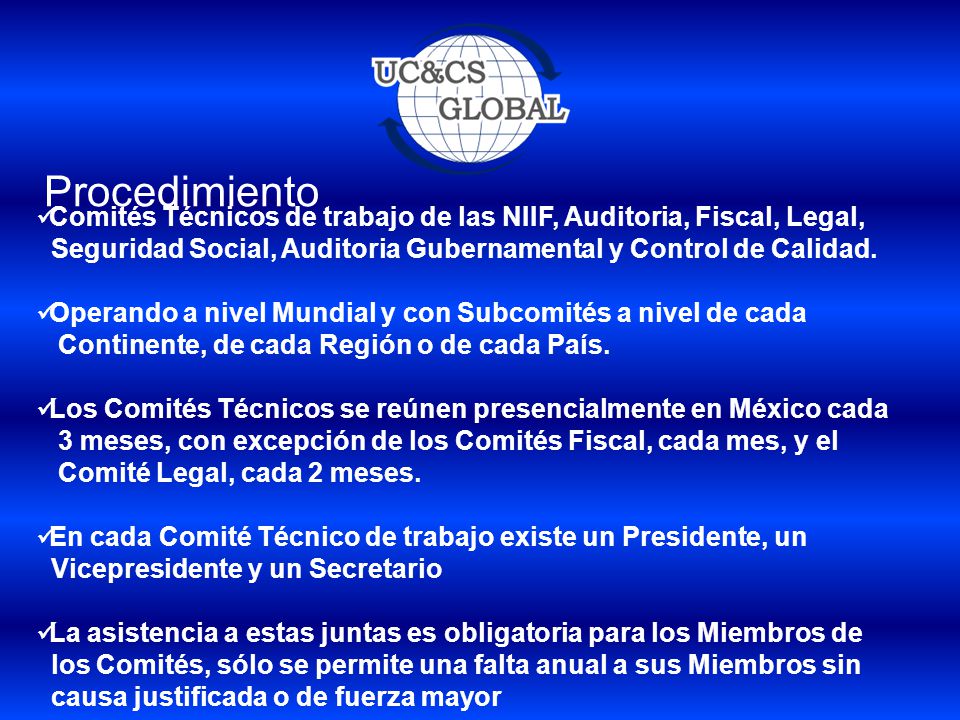 Procedimiento Comités Técnicos de trabajo de las NIIF, Auditoria, Fiscal, Legal, Seguridad Social, Auditoria Gubernamental y Control de Calidad.