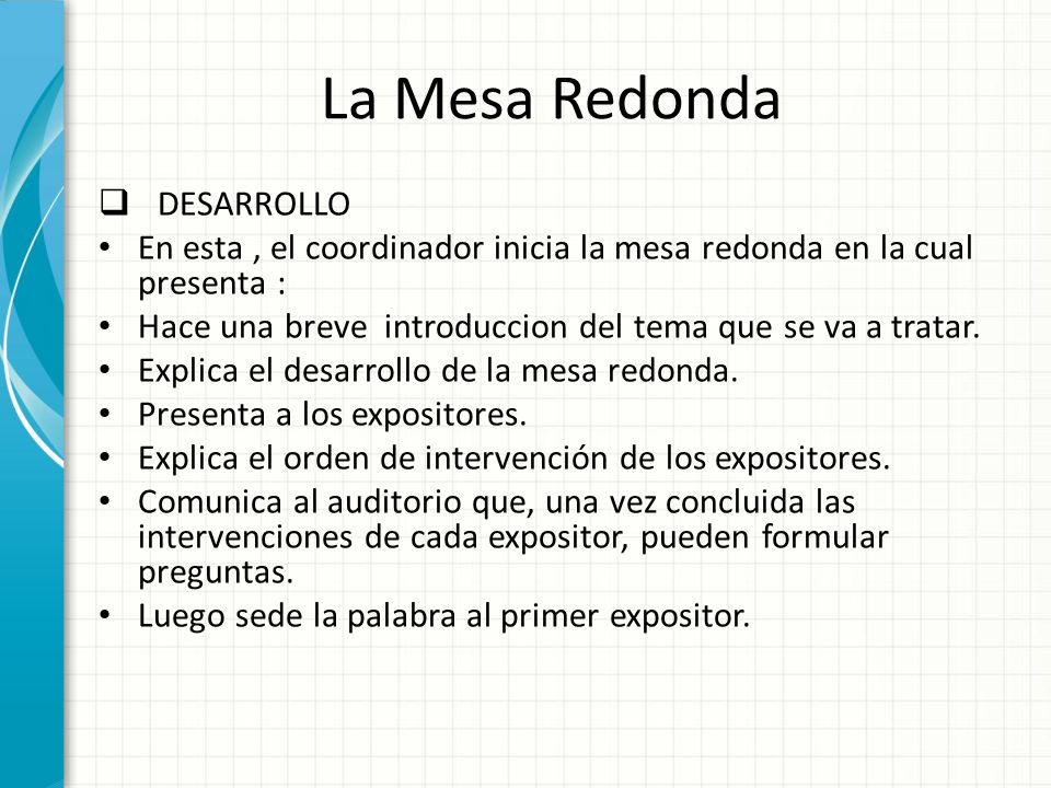 La Mesa Redonda Esta plantilla se puede usar como archivo de inicio para  presentar materiales educativos en un entorno de grupo. Secciones Para  agregar. - ppt descargar