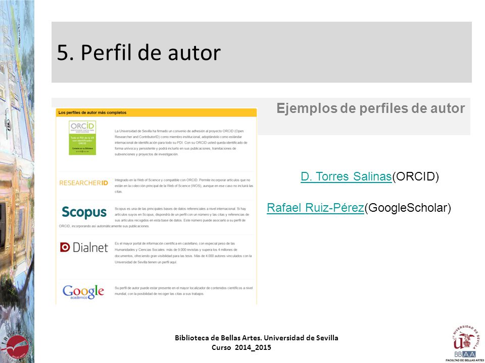 5. Perfil de autor Ejemplos de perfiles de autor