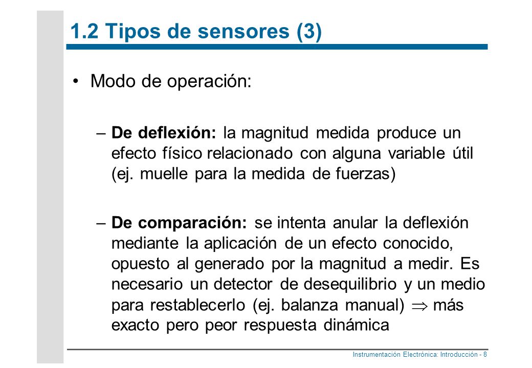 1.2 Tipos de sensores (3) Modo de operación:
