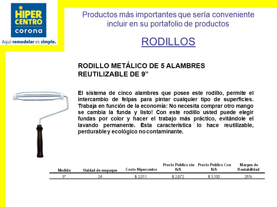 Productos más importantes que sería conveniente incluir en su portafolio de productos