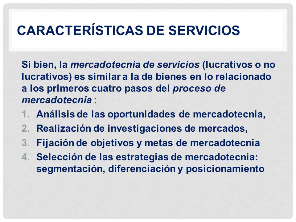 Características de servicios