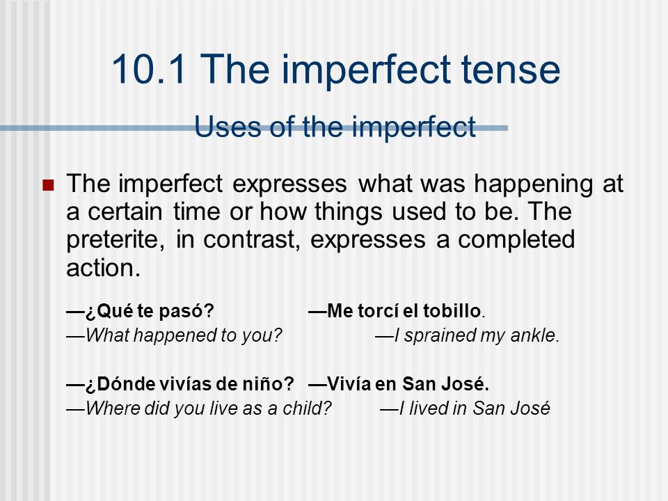 Uses of the imperfect