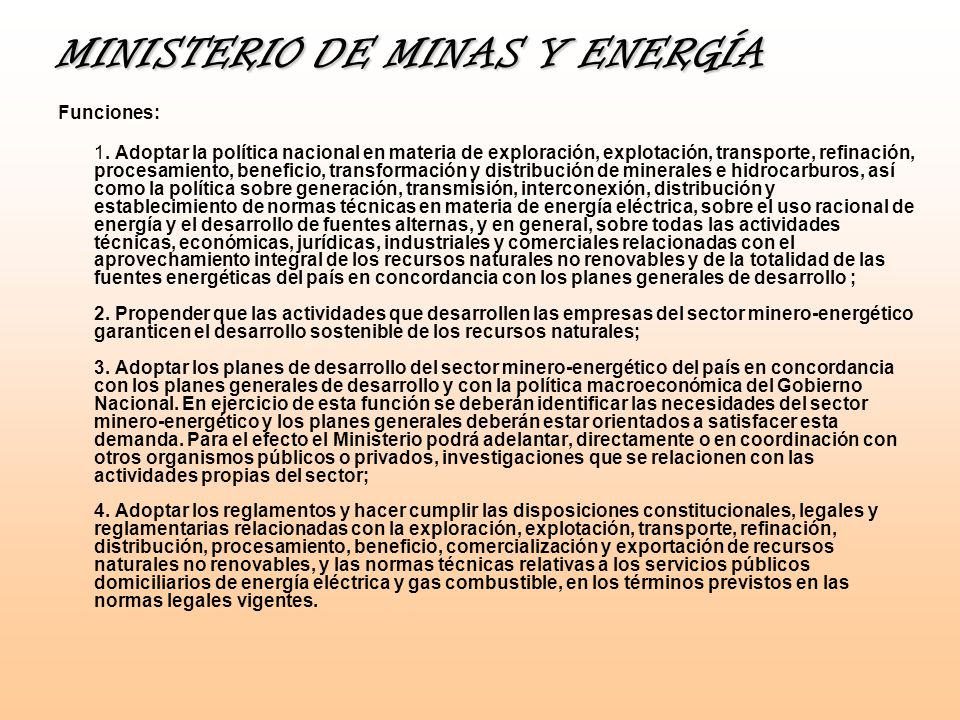 MINISTERIO DE MINAS Y ENERGÍA