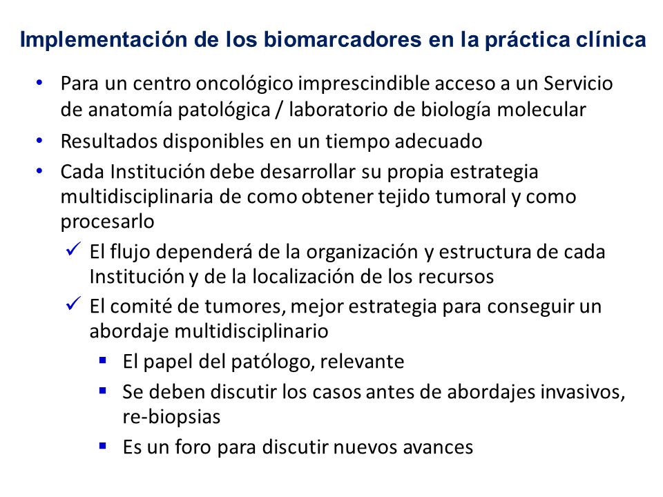Implementación de los biomarcadores en la práctica clínica