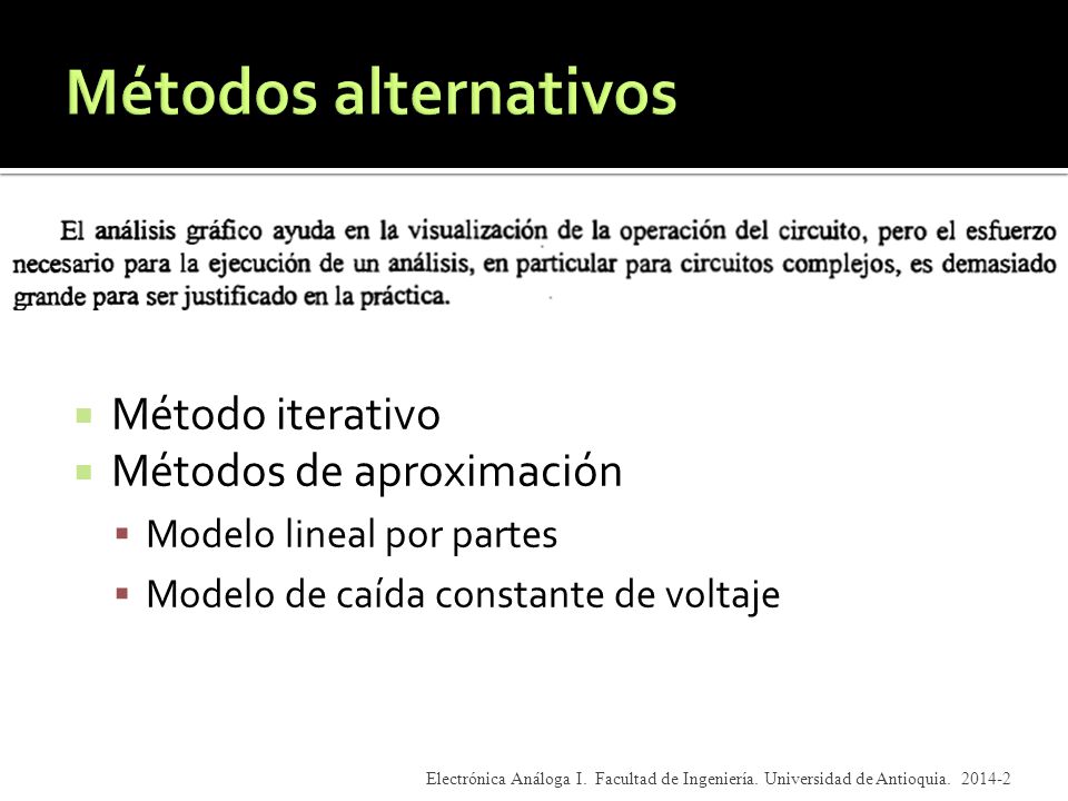 Métodos alternativos Método iterativo Métodos de aproximación
