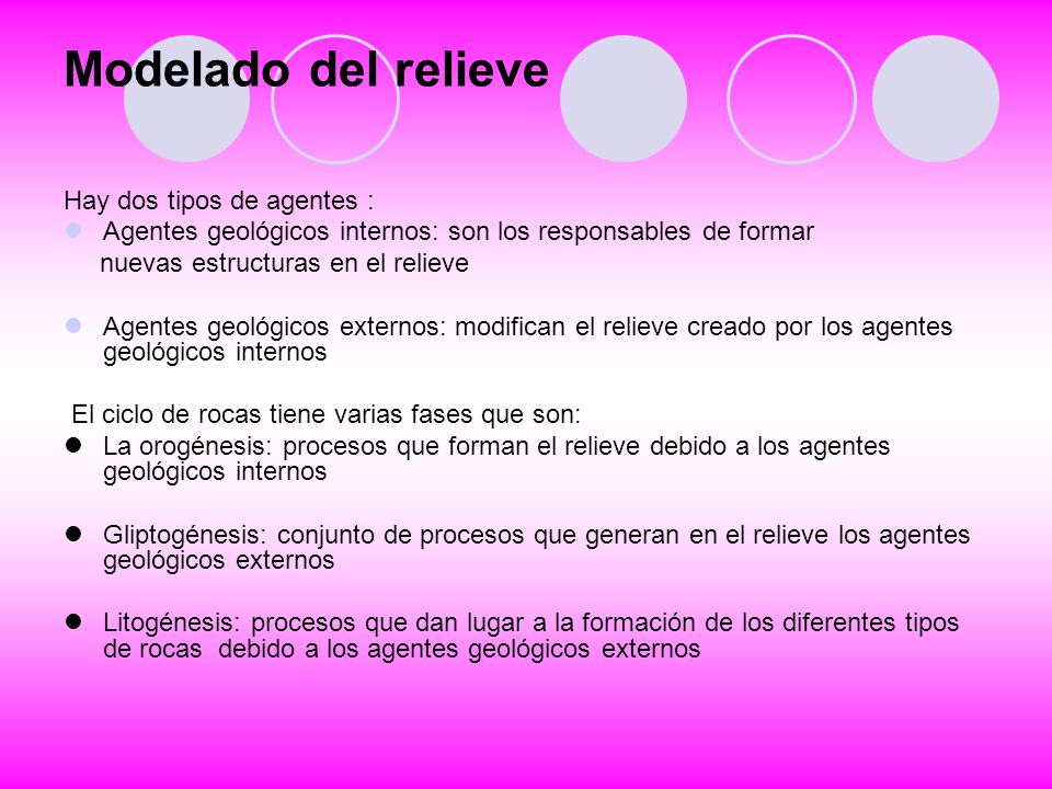 Modelado del relieve Hay dos tipos de agentes :