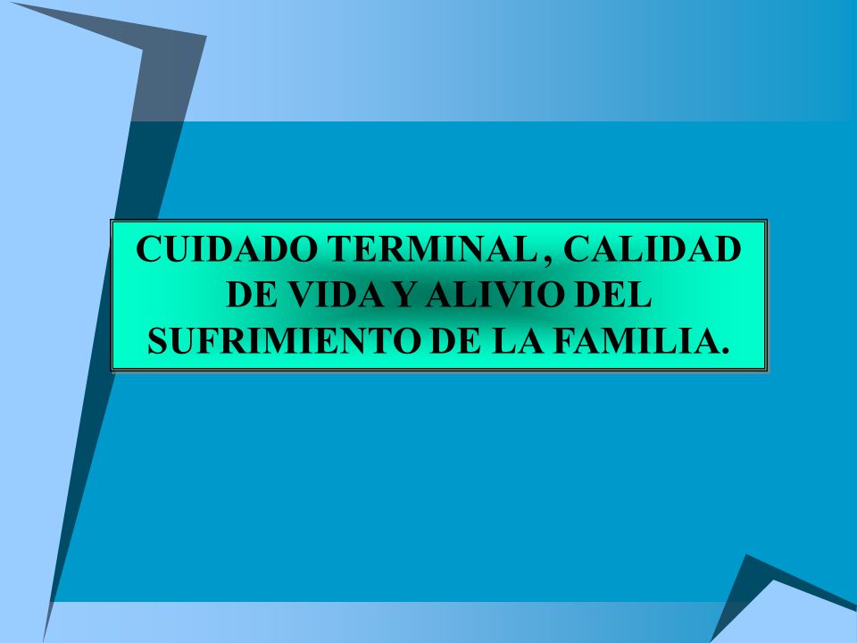 CUIDADO TERMINAL , CALIDAD DE VIDA Y ALIVIO DEL SUFRIMIENTO DE LA FAMILIA.