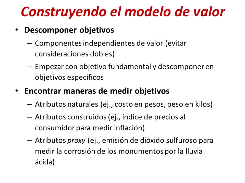 Construyendo el modelo de valor