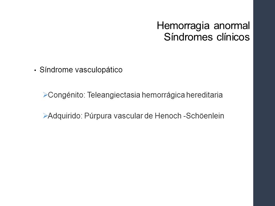 Hemorragia anormal Síndromes clínicos