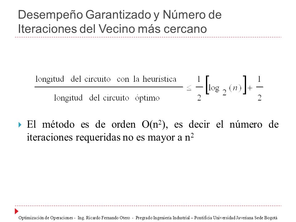 Desempeño Garantizado y Número de Iteraciones del Vecino más cercano