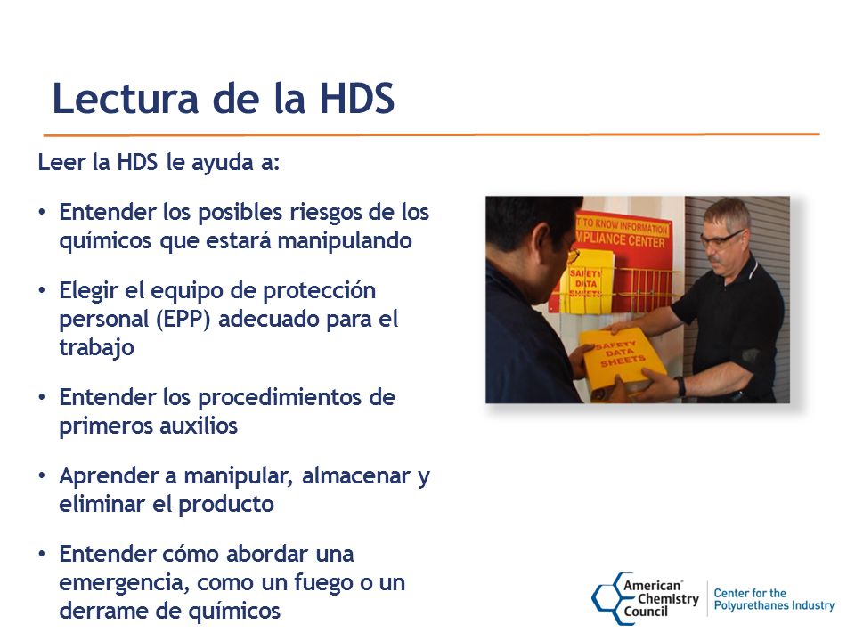 Lectura de la HDS Leer la HDS le ayuda a:
