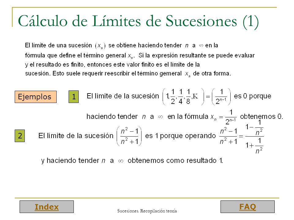 Cálculo de Límites de Sucesiones (1)