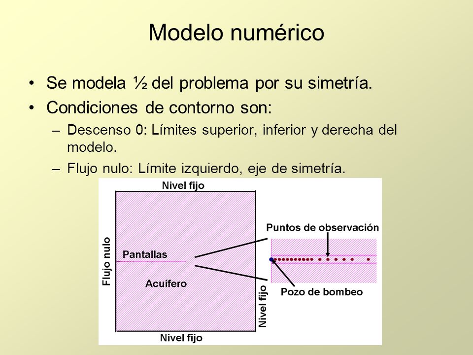Modelo numérico Se modela ½ del problema por su simetría.