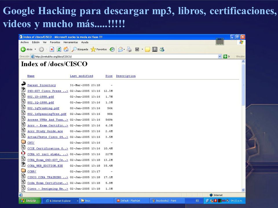 Google Hacking para descargar mp3, libros, certificaciones, videos y mucho más.....!!!!!