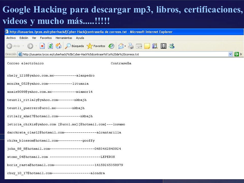 Google Hacking para descargar mp3, libros, certificaciones, videos y mucho más.....!!!!!