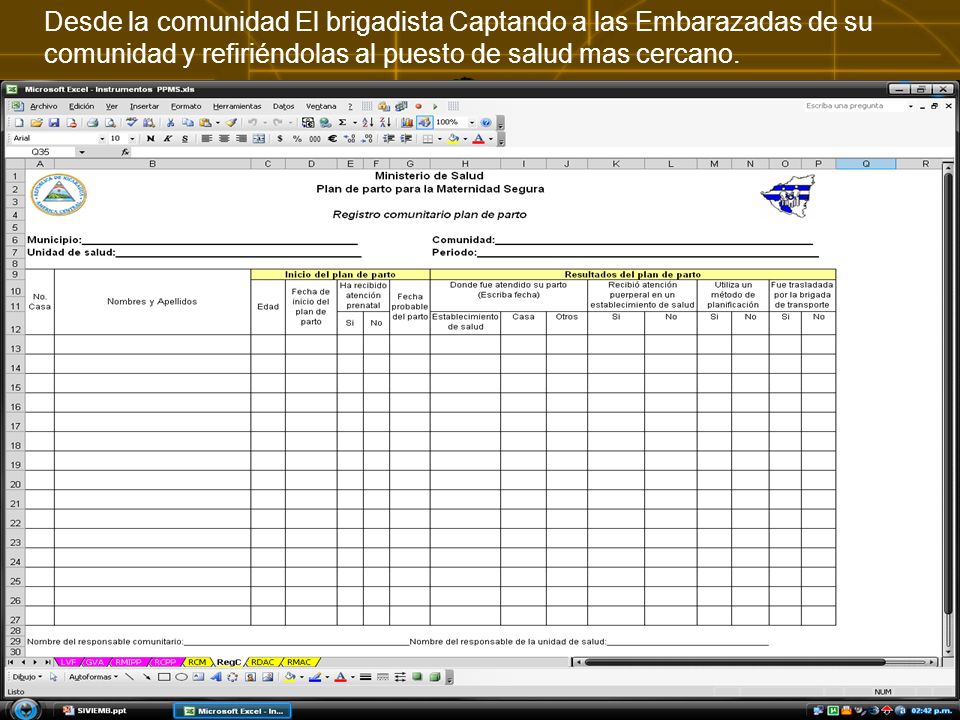 Desde la comunidad El brigadista Captando a las Embarazadas de su comunidad y refiriéndolas al puesto de salud mas cercano.