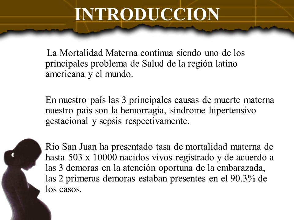INTRODUCCION La Mortalidad Materna continua siendo uno de los principales problema de Salud de la región latino americana y el mundo.