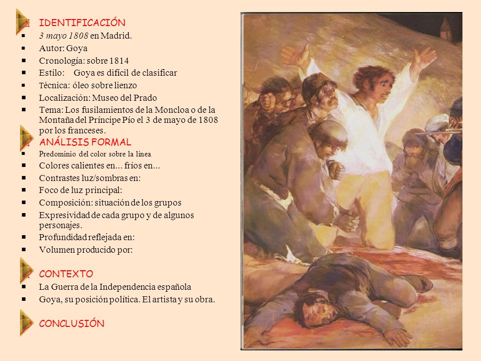 Estilo: Goya es difícil de clasificar Localización: Museo del Prado