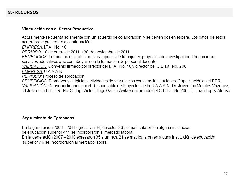 8.- RECURSOS dddddd Vinculación con el Sector Productivo