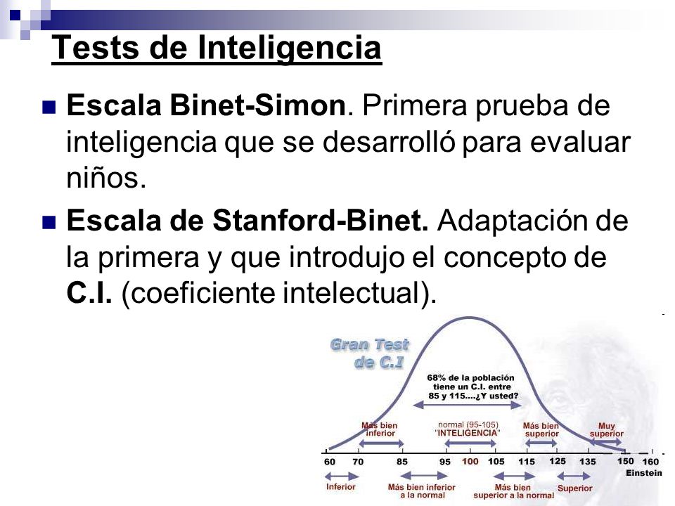 Tests de Inteligencia Escala Binet-Simon. Primera prueba de inteligencia que se desarrolló para evaluar niños.