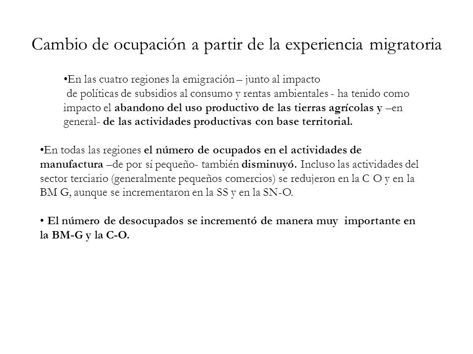 Cambio de ocupación a partir de la experiencia migratoria
