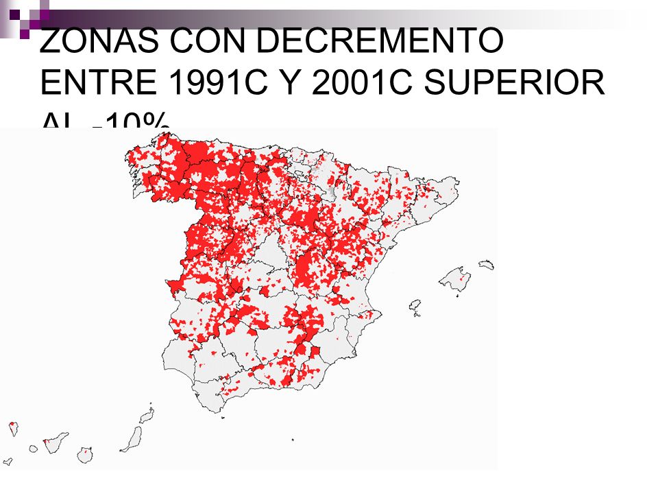 ZONAS CON DECREMENTO ENTRE 1991C Y 2001C SUPERIOR AL -10%