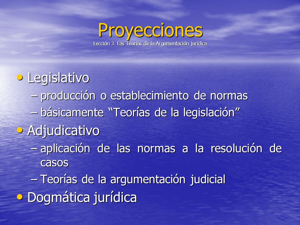 Proyecciones Lección 3. Las Teorías de la Argumentación jurídica