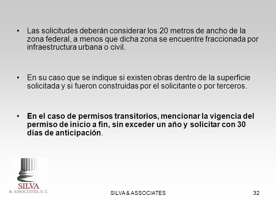 Las solicitudes deberán considerar los 20 metros de ancho de la zona federal, a menos que dicha zona se encuentre fraccionada por infraestructura urbana o civil.