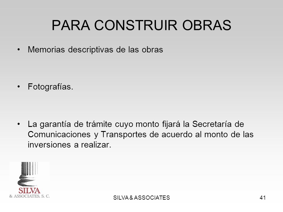 PARA CONSTRUIR OBRAS Memorias descriptivas de las obras Fotografías.