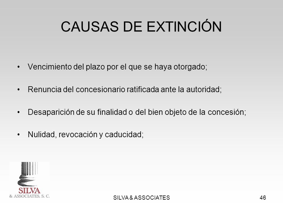 CAUSAS DE EXTINCIÓN Vencimiento del plazo por el que se haya otorgado;