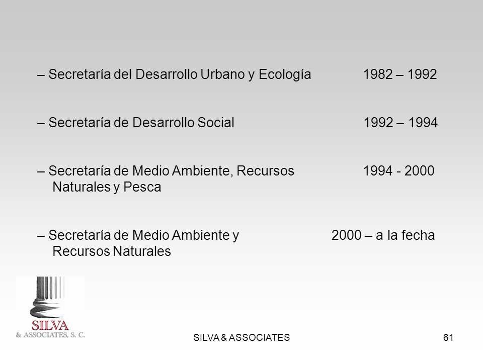– Secretaría del Desarrollo Urbano y Ecología 1982 – 1992