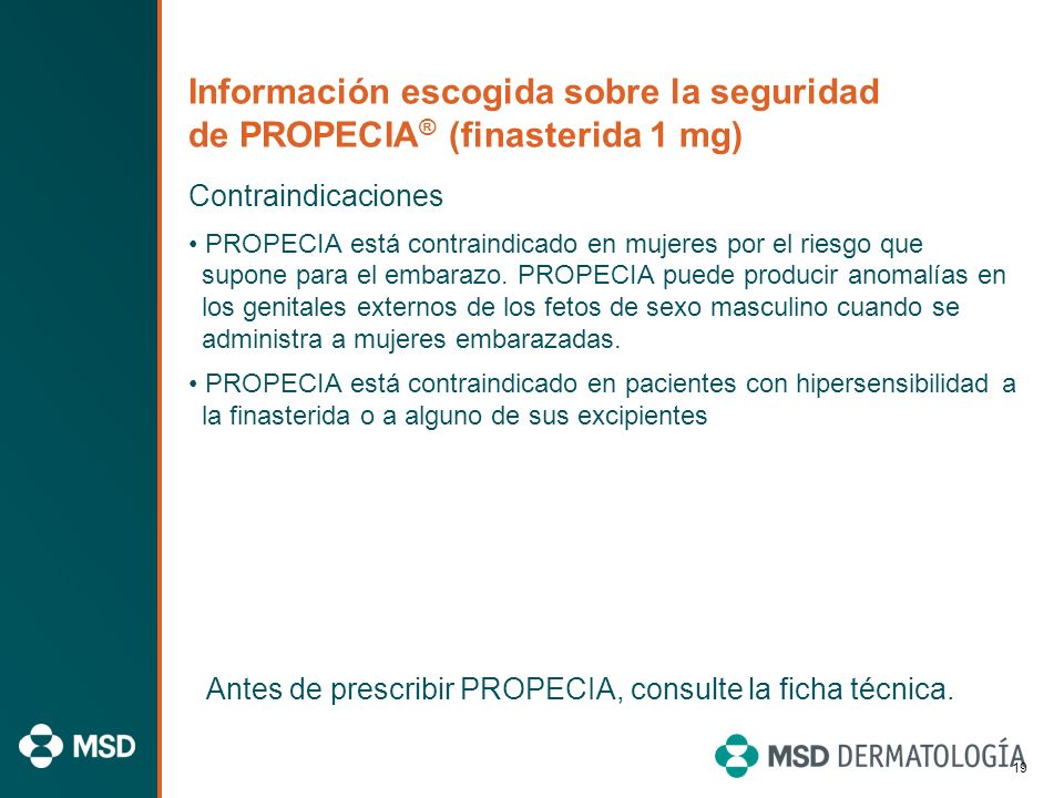 Información escogida sobre la seguridad de PROPECIA® (finasterida 1 mg)