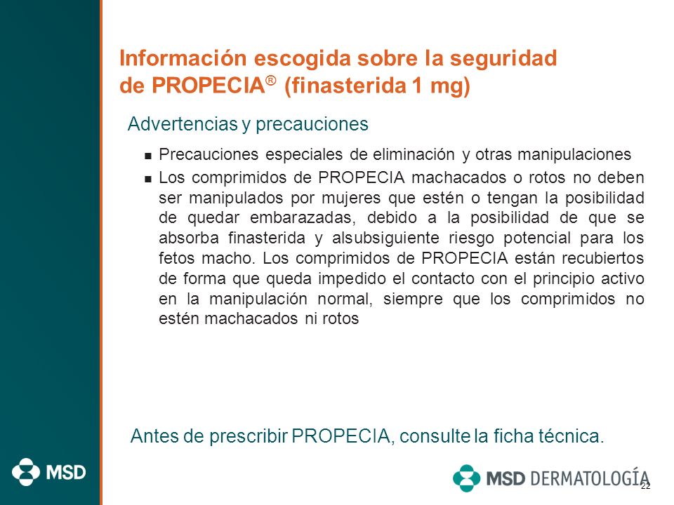 Información escogida sobre la seguridad de PROPECIA® (finasterida 1 mg)