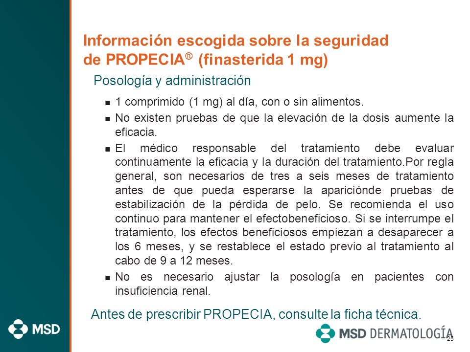 Información escogida sobre la seguridad de PROPECIA® (finasterida 1 mg)